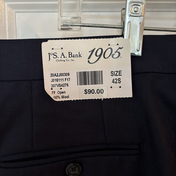 Jos. A. Bank Navy Blue Size 42 Short 1905 Wool Suit Dress Pant Unhemmed - Picture 2 of 7